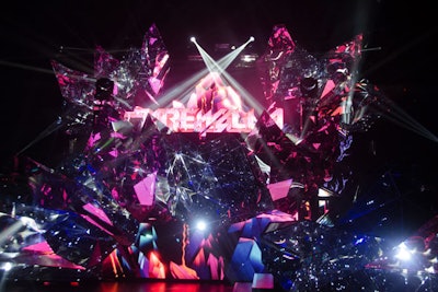 V Squared Labs worked with the electronic dance music band Krewella to create a so-called 'reflection mapped' set piece known as 'the Volcano' for the group's North American tour, which kicked off earlier this month.