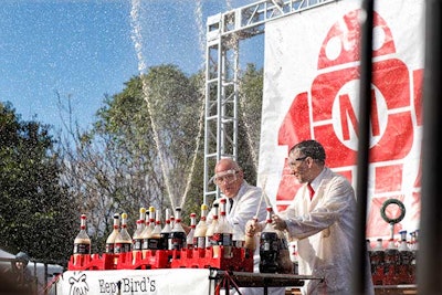 One of the highlights of the festival was a performance of choreographed fountains made from Mentos dropped into Coke Zero bottles.