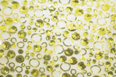 Chartreuse Bubble Sequins linen, price upon request, available in Miami and New York from Nüage Designs