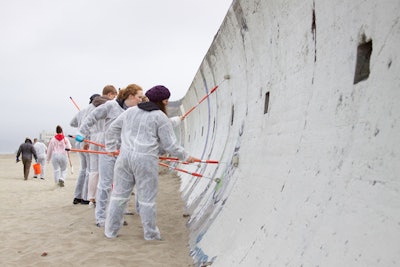 Volunteers at Ben & Jerry’s City Churned community build event painted over graffiti at San Francisco’s Ocean Beach on July 13.