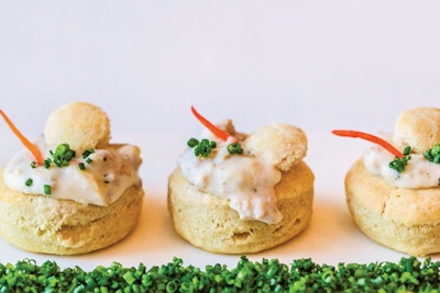 Miniature biscuits filled with house-made sausage gravy, by Santa Barbara Catering in Phoenix
