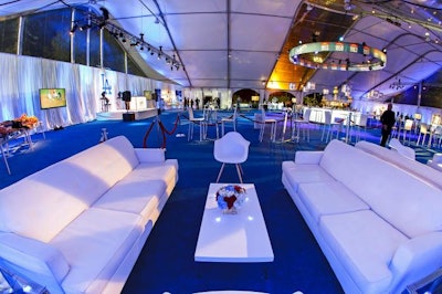 Organizers built a tent to house the events and covered the floor with carpet in the Los Angeles Dodgers's signature blue hue.