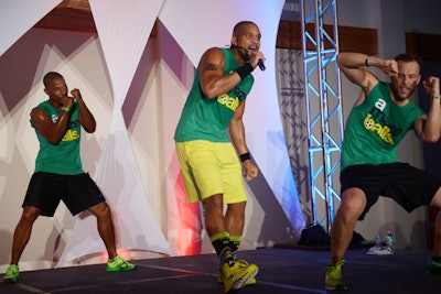 Shaun T of the Insanity workout led a 53-minute, high-energy cardio workout at SweatUSA in Miami Beach.