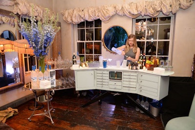 A bar set up in the performance space served Grey Goose cocktails.