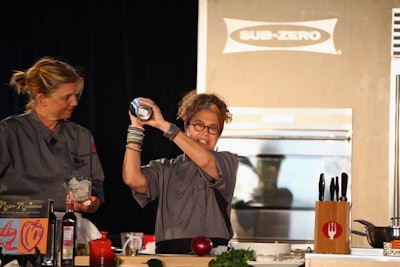 Susan Feniger was among the chefs on the lineup that hit the stage for demos in the 'Chefs on Stage' culinary tent.