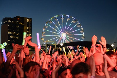 Las Vegas's under-construction observation wheel the Linq—which is set to be the largest in the world when it opens—sponsored a (much smaller) Ferris wheel within the festival grounds. And it served as an unmissable festive backdrop amid the glowing downtown urban landscape.