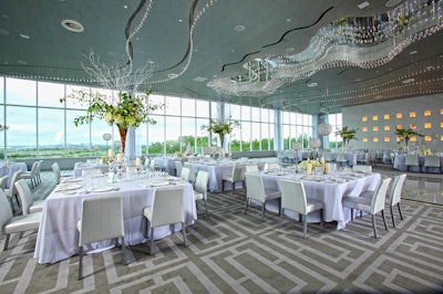 Glass-enclosed ballroom with 20-foot floor-to-ceiling windows