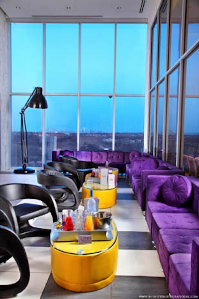 Table service with New York City view
