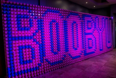 At the entrance, hundreds of Solo cups formed a sign that read 'Booby U.'