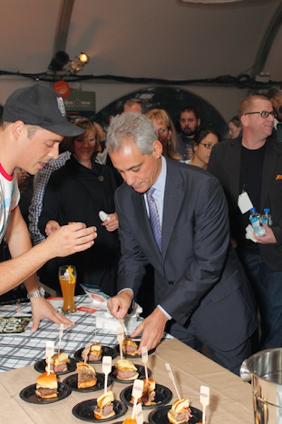 Mayor Rahm Emanuel was among the many burger-tasters at the event.