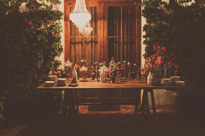 Candy Bar on our Sonoma Table with Juliet Chandelier