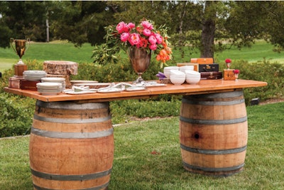 Sonoma Table with French Oak Wine Barrels. Melina Sefferovich