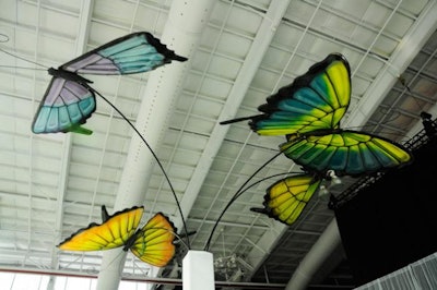 Dynamic Drape & Decor also set up its oversize translucent butterflies at the show, pieces that can be mounted to the top of a truss to appear as if they are flying. The butterflies are available now in the company’s prop rental inventory.