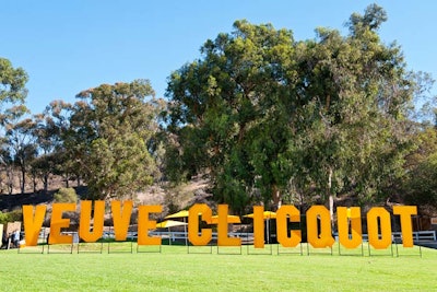 A 70-foot-long wall of letters spelled out the brand's name and was meant to recall the Hollywood sign.