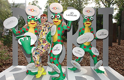 The Watermill Center, Robert Wilson's artistic laboratory in the Hamptons, is known for incorporating unusual elements into its annual benefits, and in 2007 the night began with a live-action take on the logo-filled photo backdrop, which had actors in frog costumes holding signs with sponsors' names. “We've never had a step-and-repeat before, and we thought that if we had that, it had to be our own version,” said Watermill Center public relations and special events manager Natascha Theis. Artist Andrey Bartenev designed the installation.