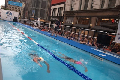 During the 48-hour swim, spectators were invited to watch long-distance swimmer Diana Nyad and other supporters swim laps in the 40-yard two-lane pool.
