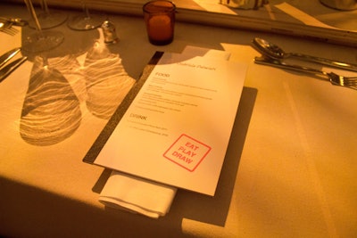 Sketch pads at each table setting served as place cards and menus.