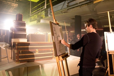 The artists also sketched a display of luggage from event sponsor Louis Vuitton.