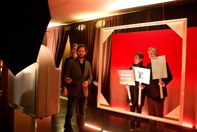 Guests could pose for photos in a frame with signs that displayed the logo of sponsor Louis Vuitton as well as the museum.