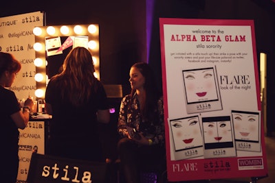 Sponsor activations included a station devoted to makeup touch-ups. In keeping with the collegiate theme, the station was called 'Alpha Beta Glam.'