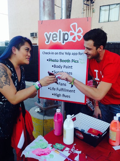 At its activation, sponsor Yelp offered perks and goodies for attendees willing to check in on their devices.