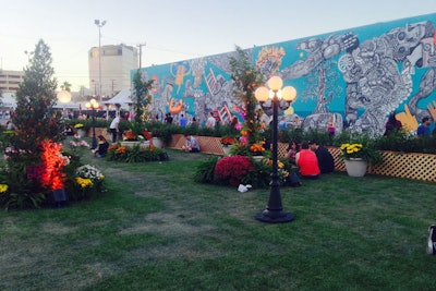 Although the festival took over a paved urban area in downtown Las Vegas, a small grassy area known as the 'Secret Garden' invited guests to sit (and snap photos) amid a backdrop of eye-catching art.