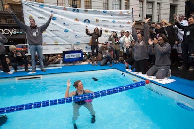 The $100,000 raised by the two-day event will go towards Hurricane Sandy disaster relief. Nyad plans to continue doing charity work with her portable pool in tow.
