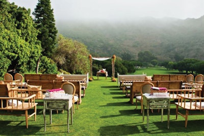 Mixed Ceremony Seating French Linen Louis Chairs and Angelica Sofas