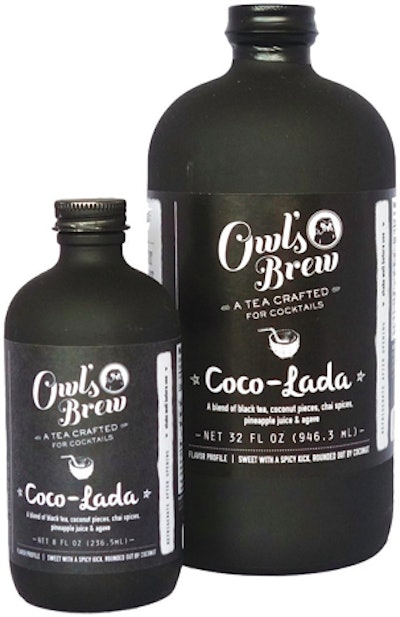 Tea-flavored cocktail mix, $95.94 for a case of six bottles; theowlsbrew.com