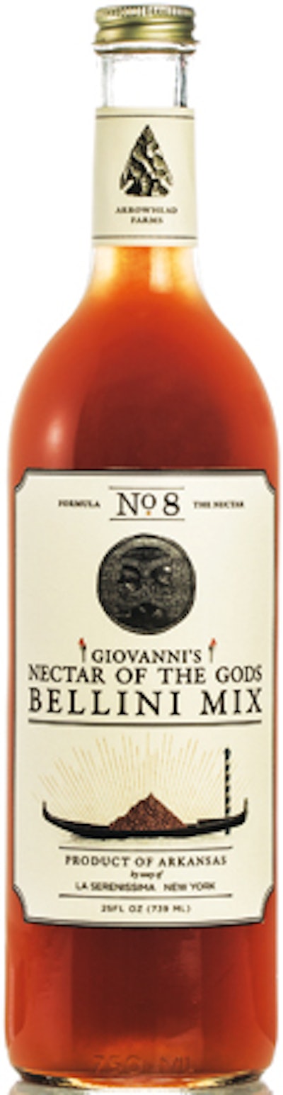 Giovanni’s Nectar of the Gods Bellini mix, $28; arrowheadfarms.com