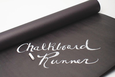 Chalkboard table runner, including chalk, $35; Pressed Cotton