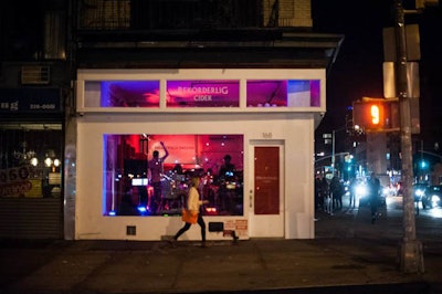 Bowery façade at night