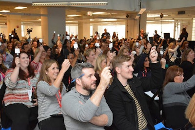 Event Innovation Forum attendees enjoyed a game of digital ice hockey courtesy of SwarmWorks.