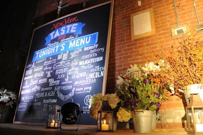 A chalkboard sign near the entrance gave guests an at-a-glance look at the restaurants included in the night's lineup.