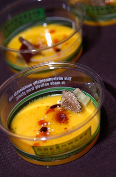 The Brushstroke station, helmed by Teruyoshi Suzuki and David Bouley, offered kabocha-pumpkin-butternut-squash soup with sweet potato, walnuts, and soy-sauce powder.