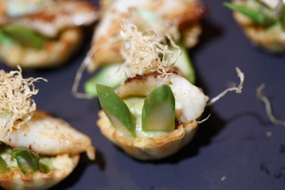 Red Farm's Joe Ng whipped up bite-size black-seabass-and-avocado tarts.