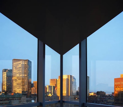 The Extreme Wow Suite offers box seats to the city’s skyline.