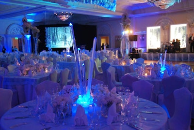 Acrylic Kryptonite Centerpieces On 72inch Lighted Banquets