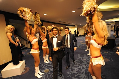 Redskins cheerleaders lined the entryway from the reception to the ballroom.