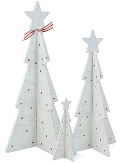 East of India Polka Dot Wood-Slat Trees, about $195 for 12; aifriedman.com