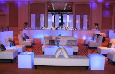 Eccentric Collection W Pillows And Lighted Cubes Acrylic Lighted Bar With 10ft Columns