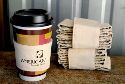 Eco-friendly, reusable, cotton customized coffee sleeve handmade in Kenya