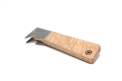 Modern bottle opener made from stainless steel and reclaimed lumber
