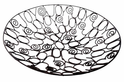Metal “joy” bowl made from recycled bicycle tire spokes