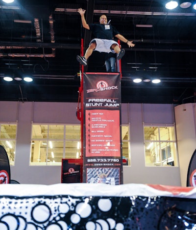 Many of the products on display are interactive, such as the 21-foot Zero Shock free-fall jump.