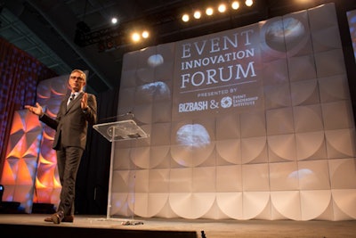 Bryan Rafanelli of Rafanelli Events opened the first session of the Event Innovation Forum, sharing tips on event design and production with a crowd of more than 400 attendees.