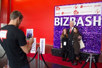 In a photo booth set up at the entrance to the IdeaFest, guests posed for the Social Pixe team.