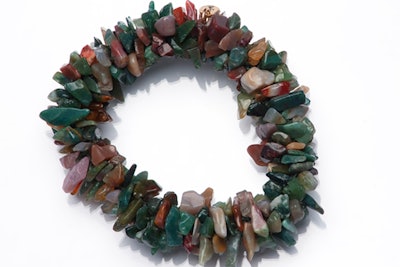 African gemstones hand-crocheted into a roll-on bracelet