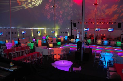 Lighted Tables And Cubes W Gobos And Lighted Dance Floor