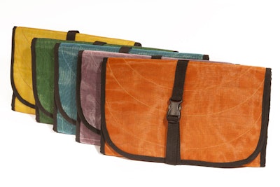 A travel organizer made by Cambodian artisans from repurposed netting